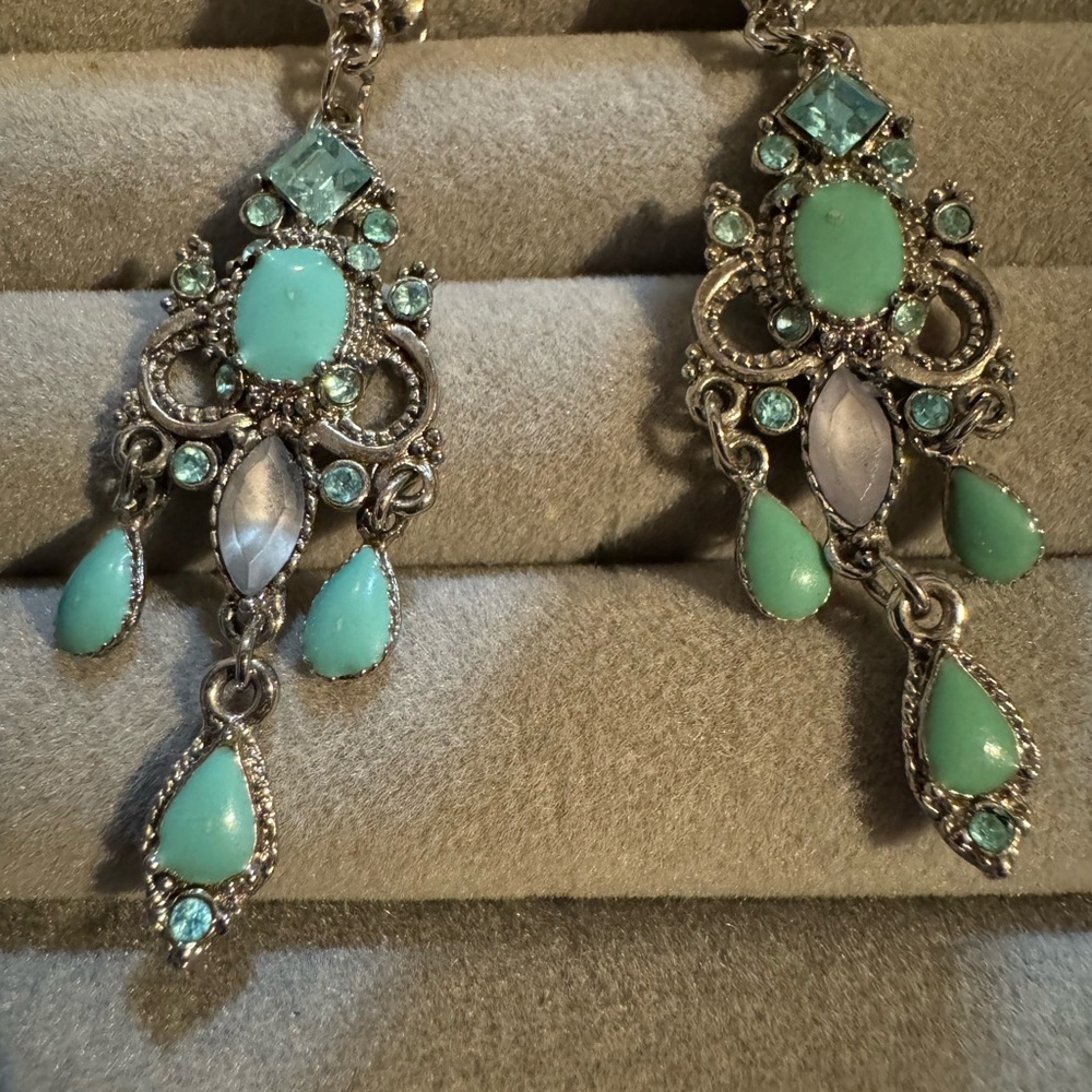 Elegant Turquoise and Silver Dangle Earrings